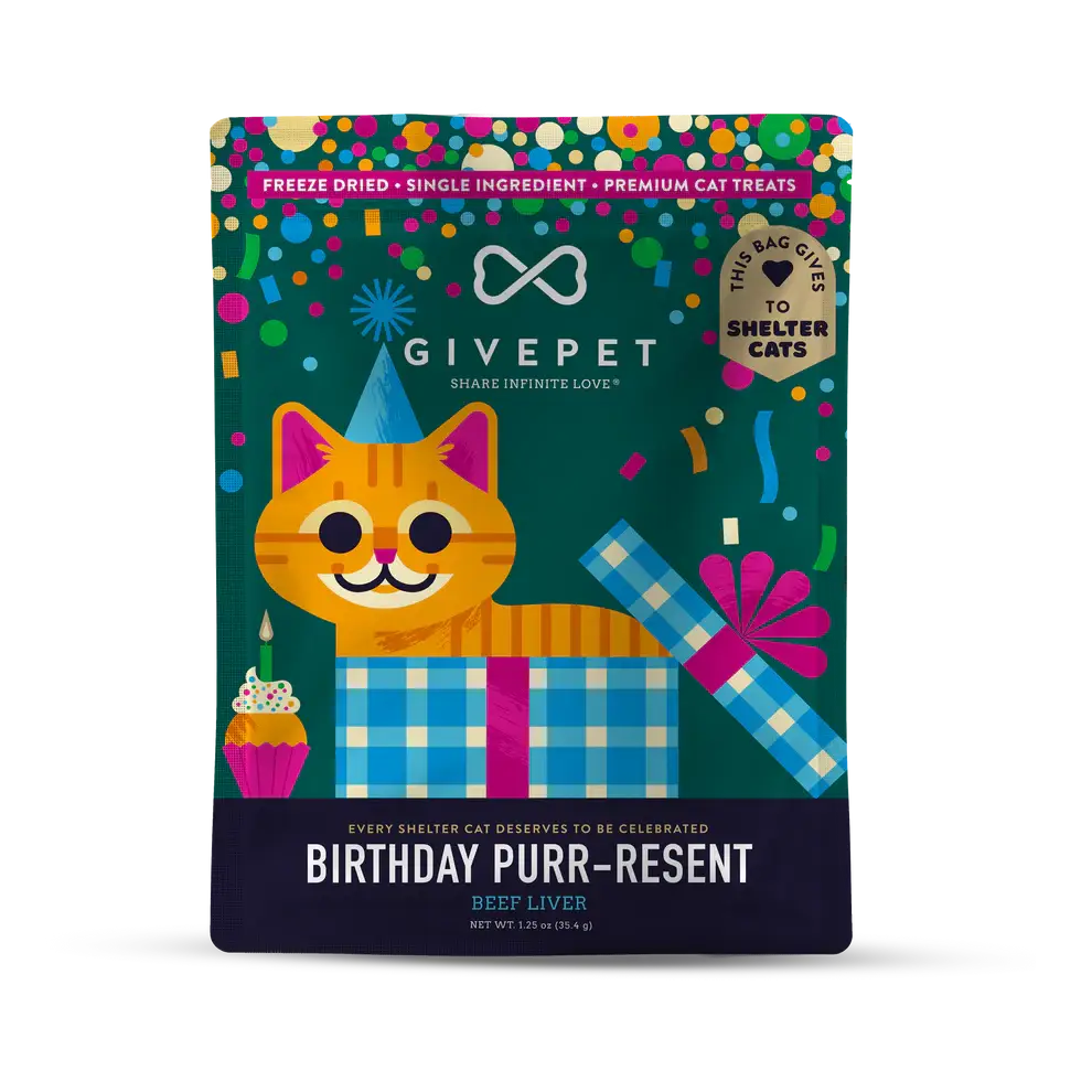GivePet Birthday Purr-resent Freeze Dried Beef Liver Treat