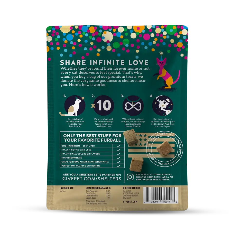 GivePet Birthday Purr-resent Freeze Dried Beef Liver Treat