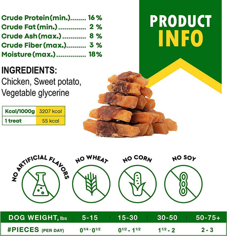 Beloved Pets Sweet Potato Wrapped with Chicken, Natural Dog Chew Treats - Grain Free & Human Grade, for Training Small & Large Dogs (10.6 oz)