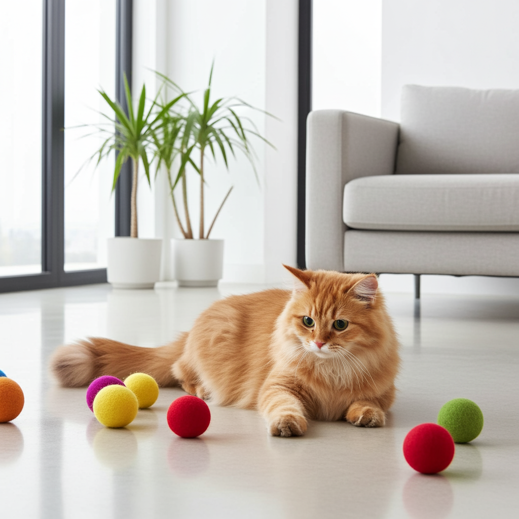 Eco-Friendly Wool Felt Ball Cat Toys -Set of 2
