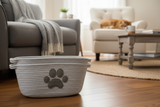 Paw Embellished Oval Rope Basket