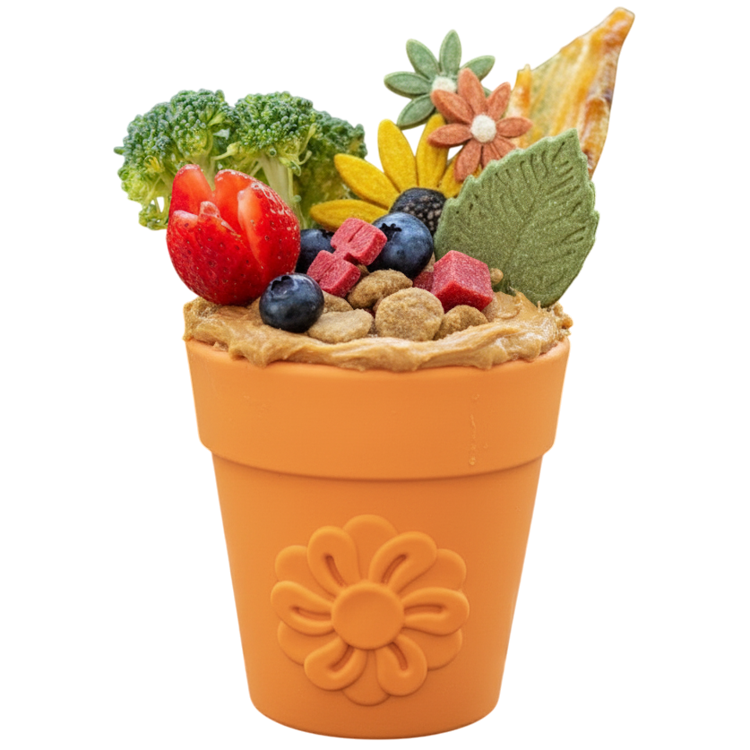 Flower Pot Durable Rubber Treat Dispenser & Enrichment