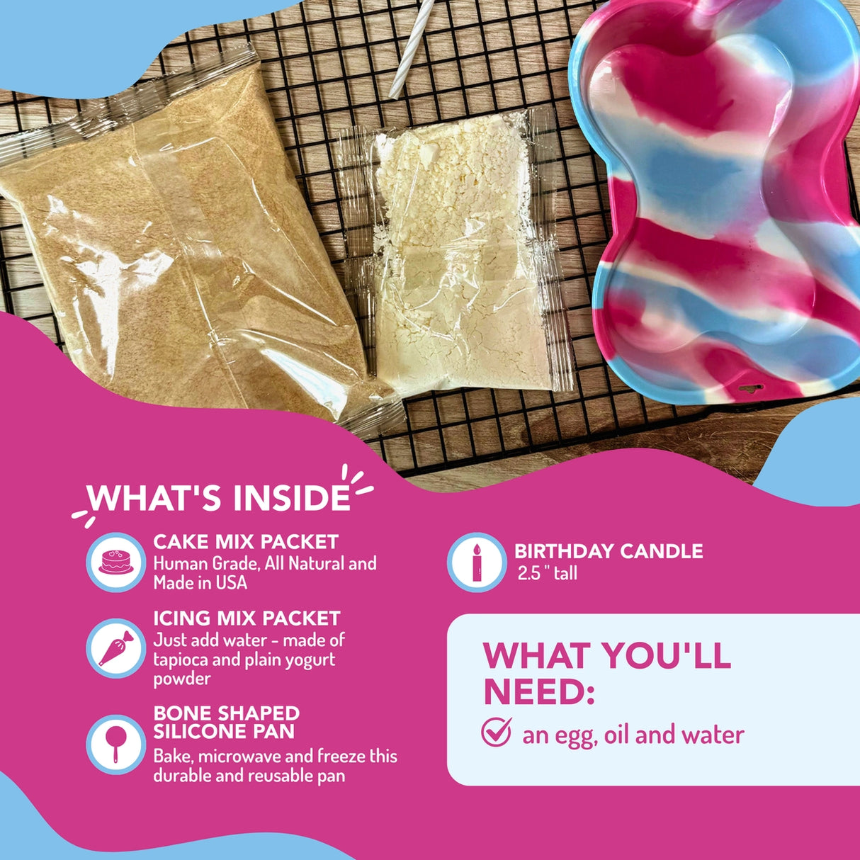 Puppy Cake Dog Birthday Cake Kit (Peanut Butter or Pumpkin)