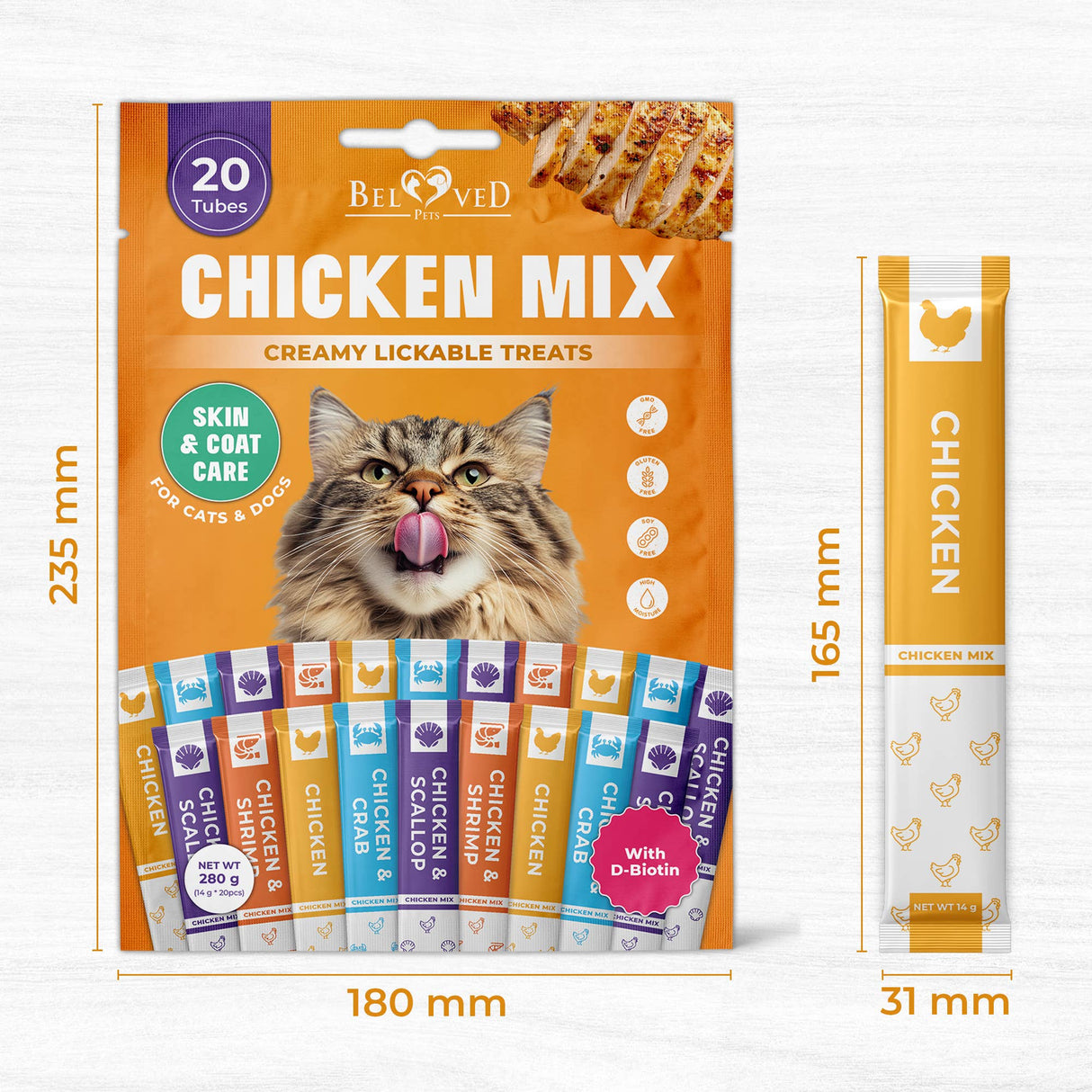 Chicken Mix Creme Lickable Treats for Cats & Dogs (20 tubes)