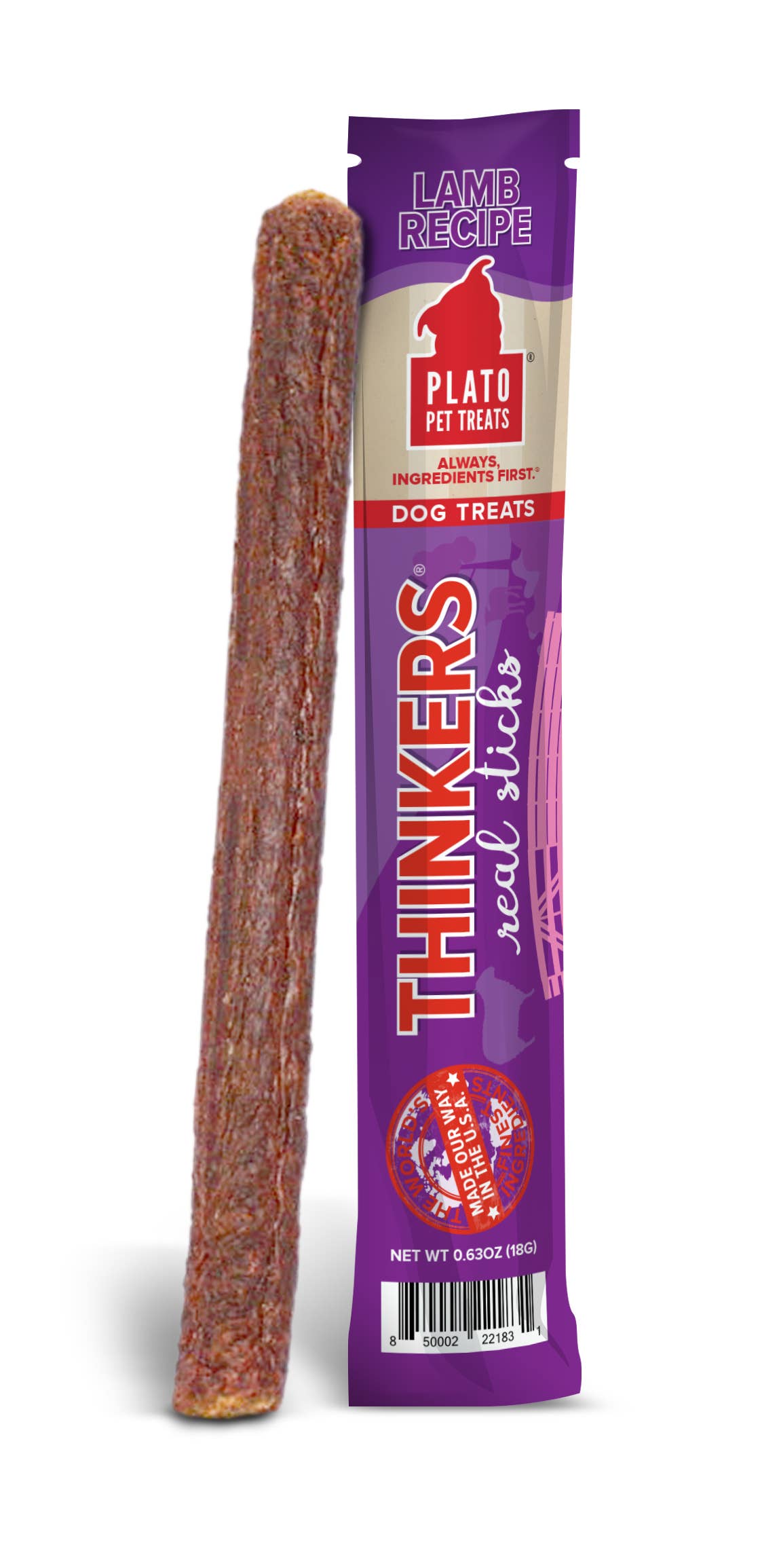 Plato Thinkers Singles Lamb Stick Dog Treats