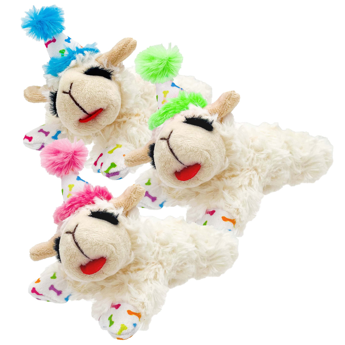 Multipet Lamb Chop w/ Birthday Hat Plush Dog Toy 4" (Assorted, Sold Individually)