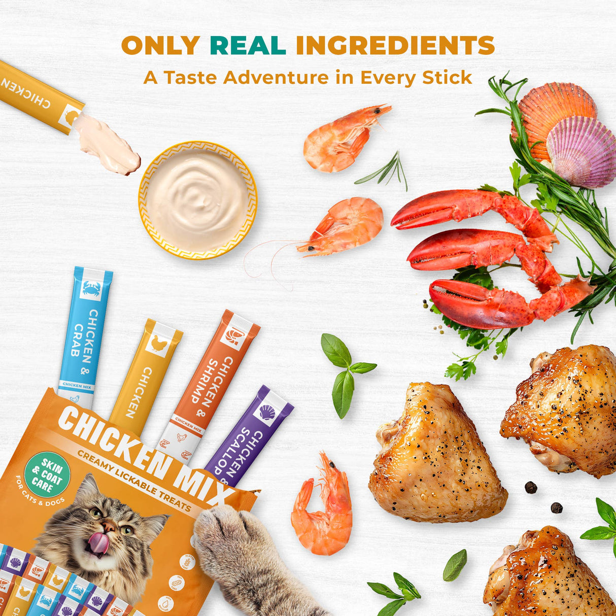 Chicken Mix Creme Lickable Treats for Cats & Dogs (20 tubes)