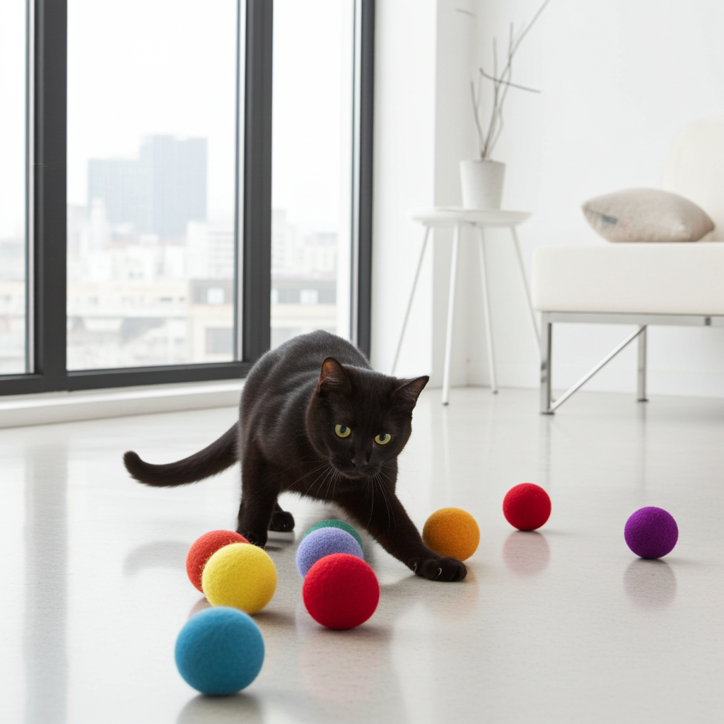 Eco-Friendly Wool Felt Ball Cat Toys -Set of 2