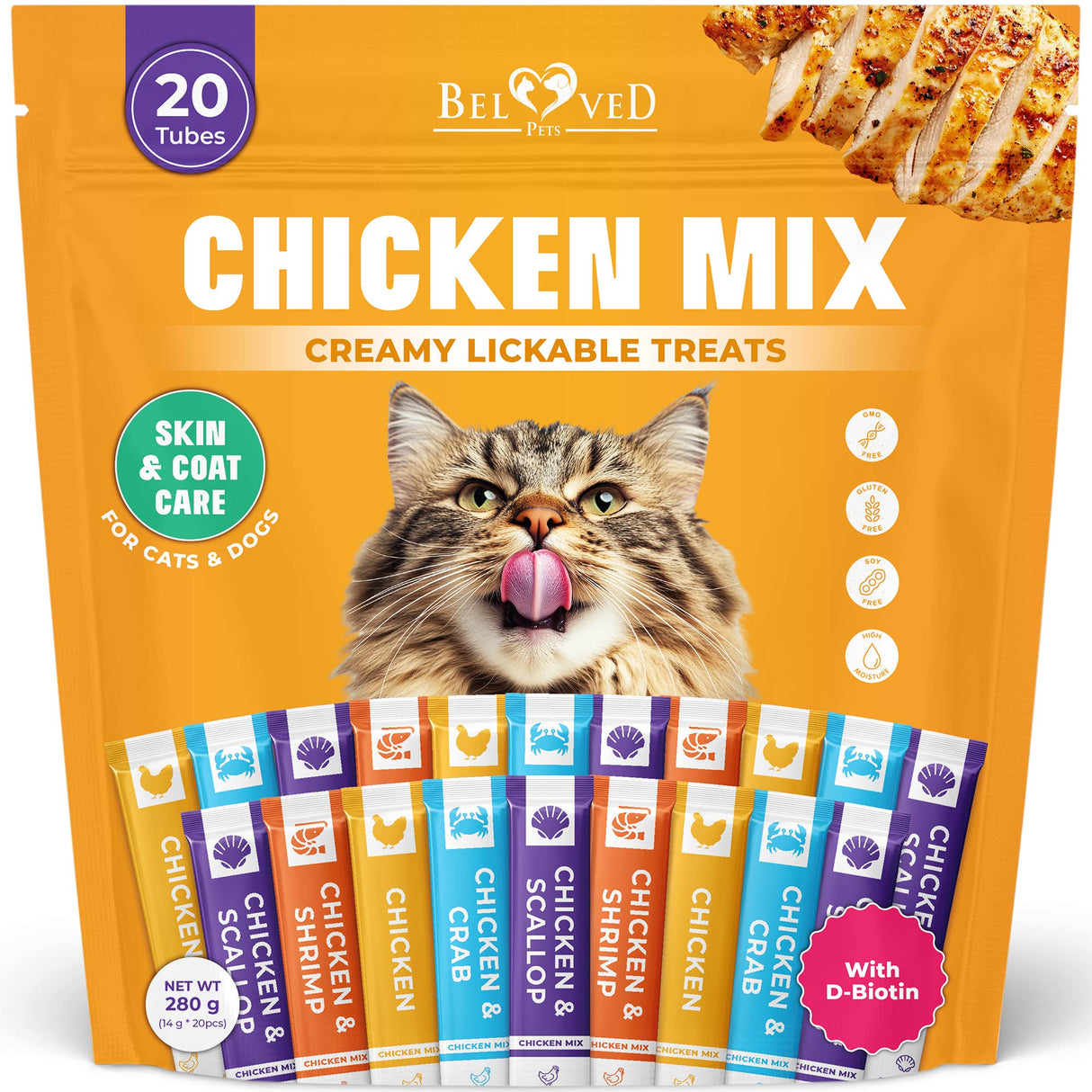Chicken Mix Creme Lickable Treats for Cats & Dogs (20 tubes)